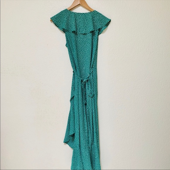 NWT Max Studio Ruffle Polka Dot Print Wrap Dress S - Picture 3 of 6